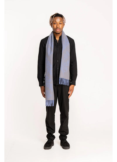 Lucchi Italy Single Thistle Blue Scarf 100% Pure Lambswool