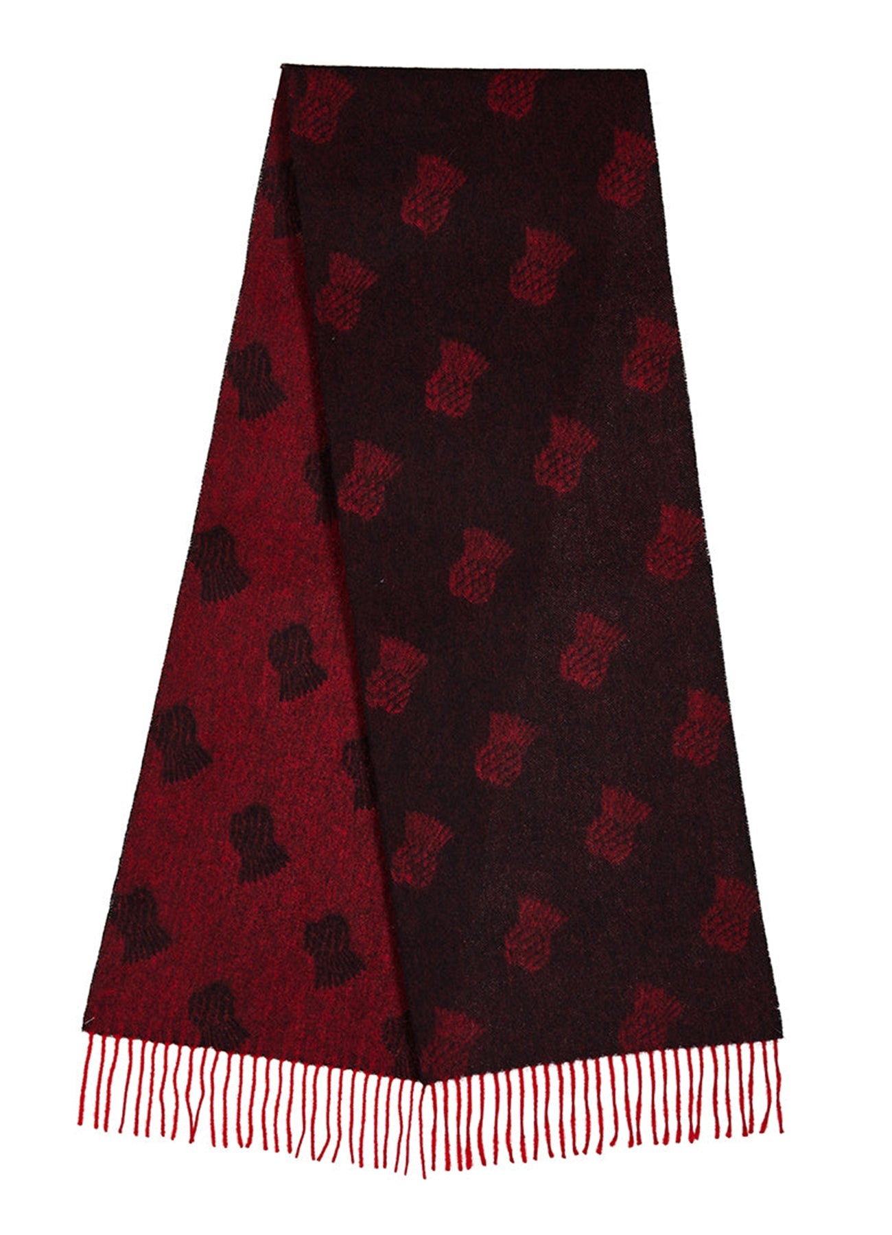 Lucchi Italy Thistle Small Red Scarf 100% Pure Lambswool