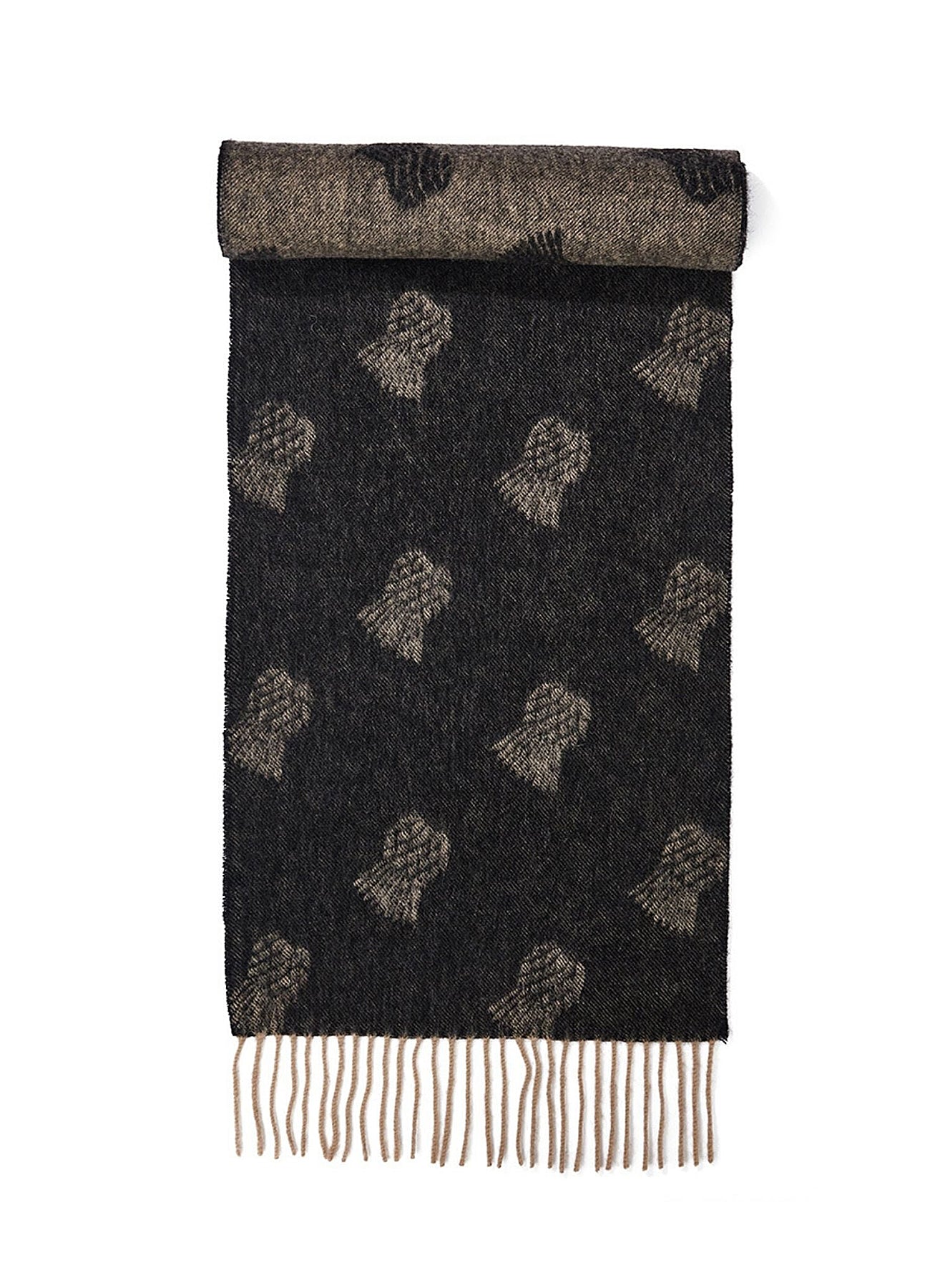 Lucchi Italy Small Thistle Charcoal Stole 100% Pure Lambswool