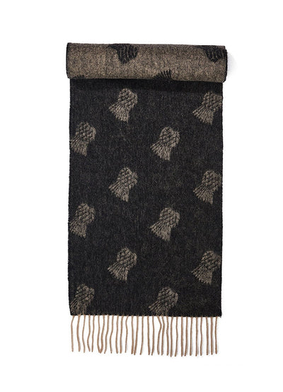 Lucchi Italy Small Thistle Charcoal Stole 100% Pure Lambswool