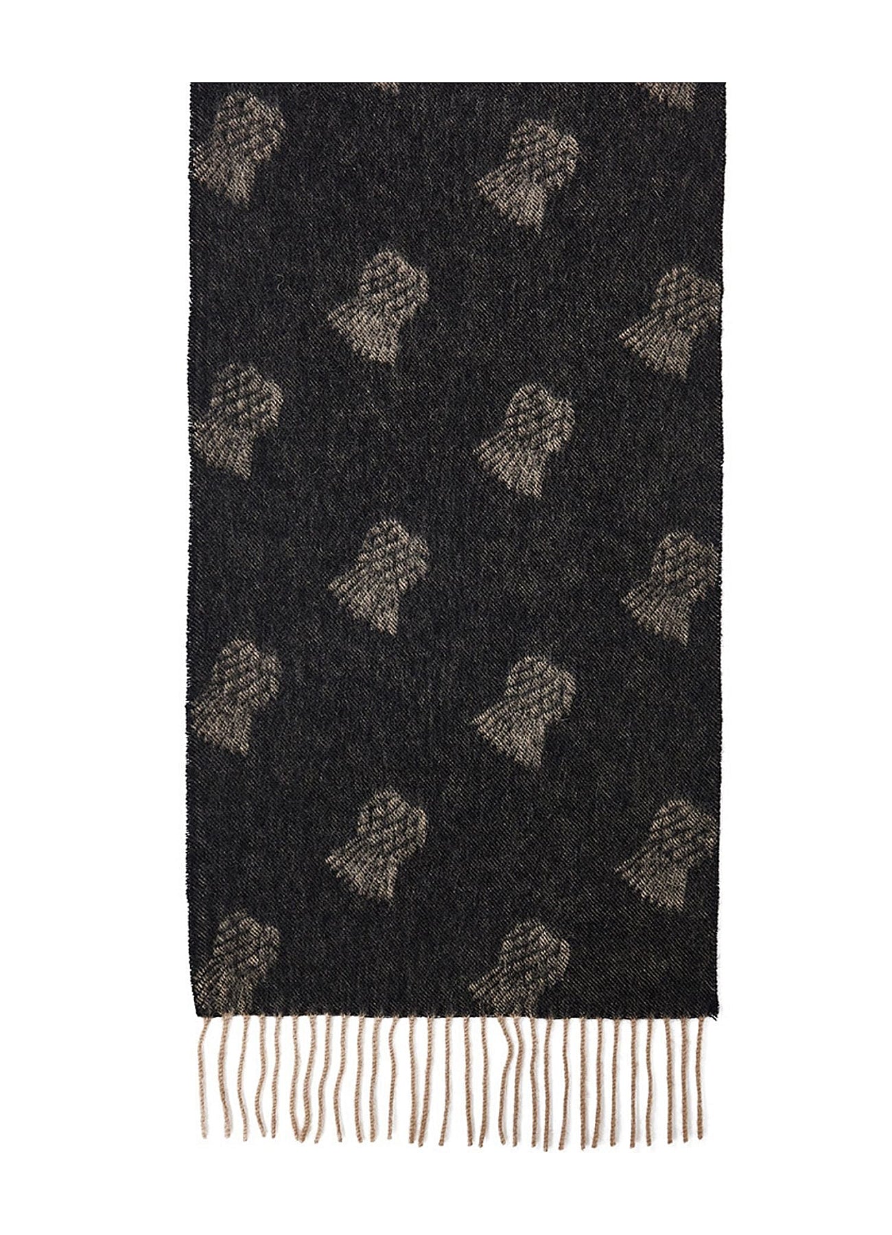 Lucchi Italy Small Thistle Charcoal Stole 100% Pure Lambswool