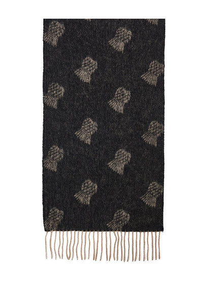 Lucchi Italy Small Thistle Charcoal Stole 100% Pure Lambswool