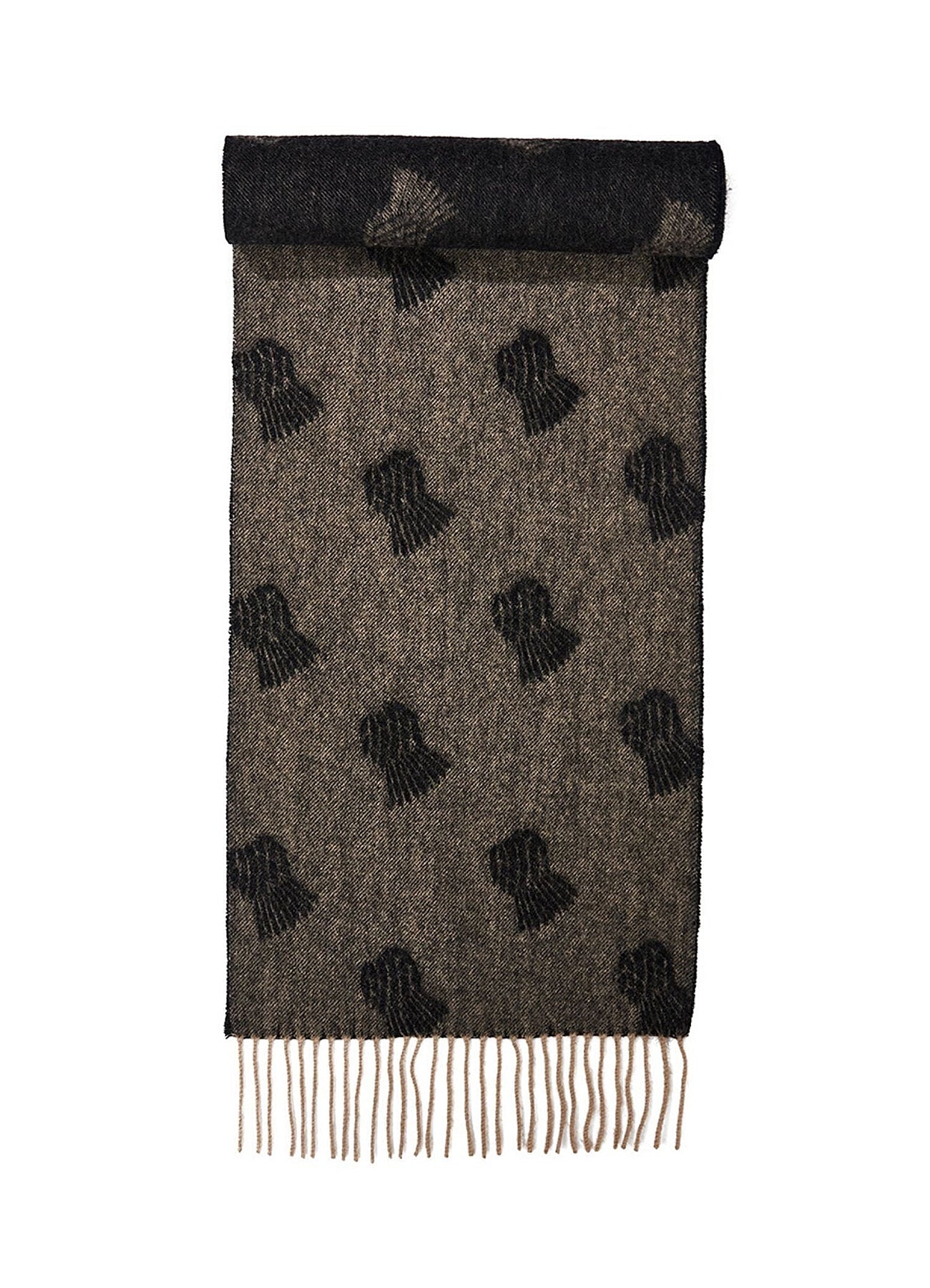 Lucchi Italy Small Thistle Charcoal Stole 100% Pure Lambswool