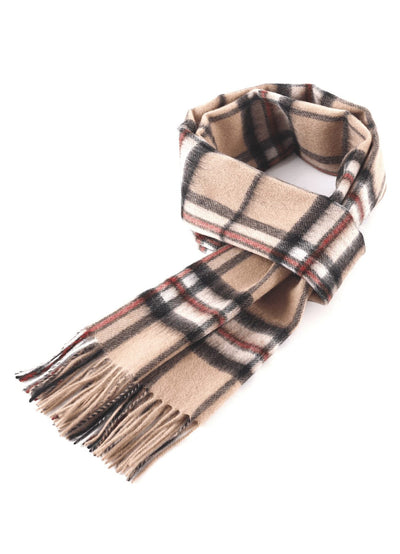 Lucchi Italy Cashmere Scarf Thomson Camel Light Tartan