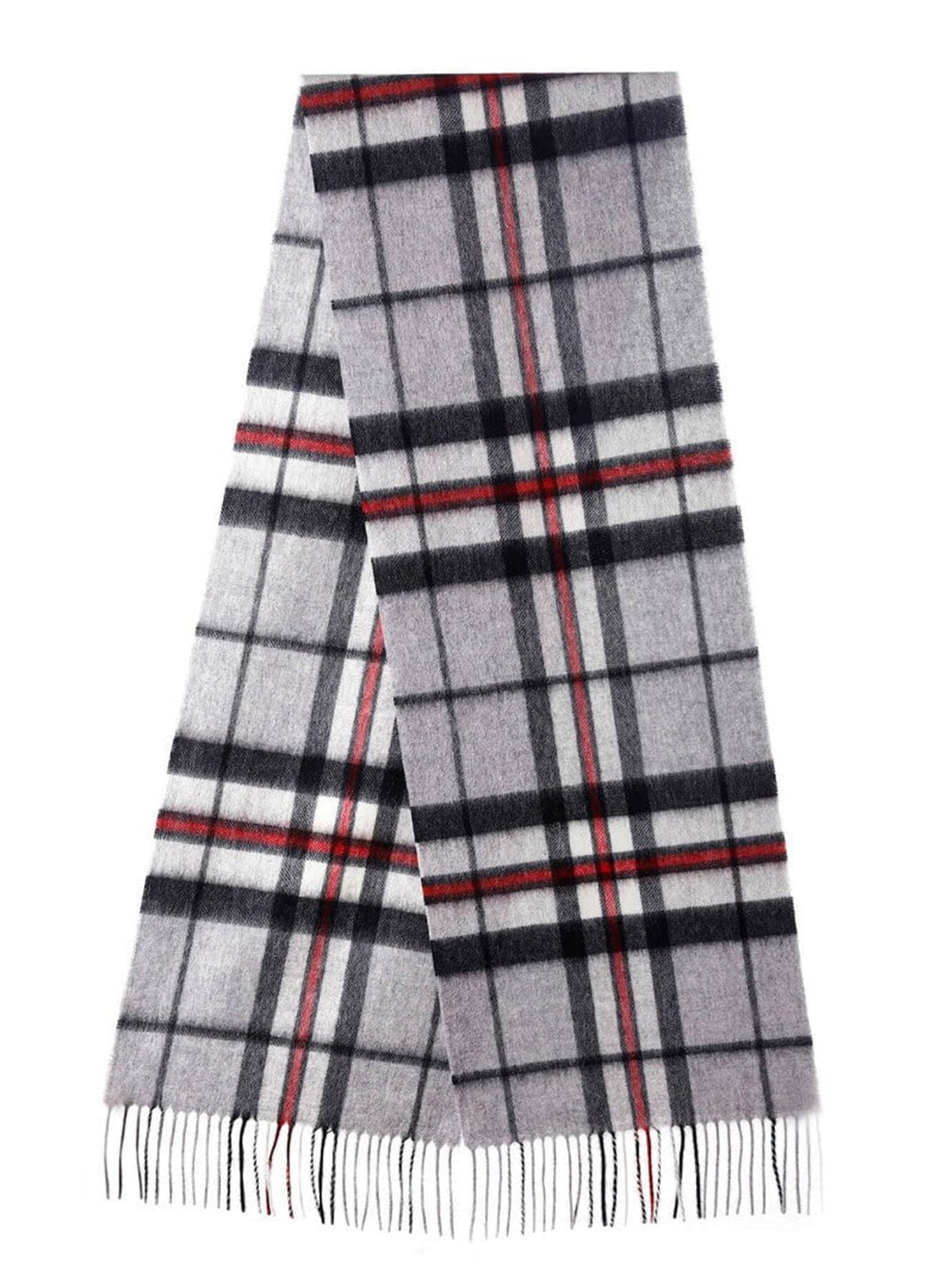 Lucchi Italy Scarf Tartan 100% Pure Lambswool Scottish Design Thomson Grey
