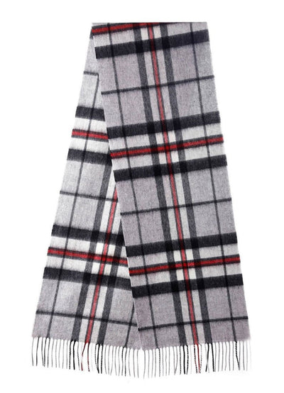 Lucchi Italy Scarf Tartan 100% Pure Lambswool Scottish Design Thomson Grey