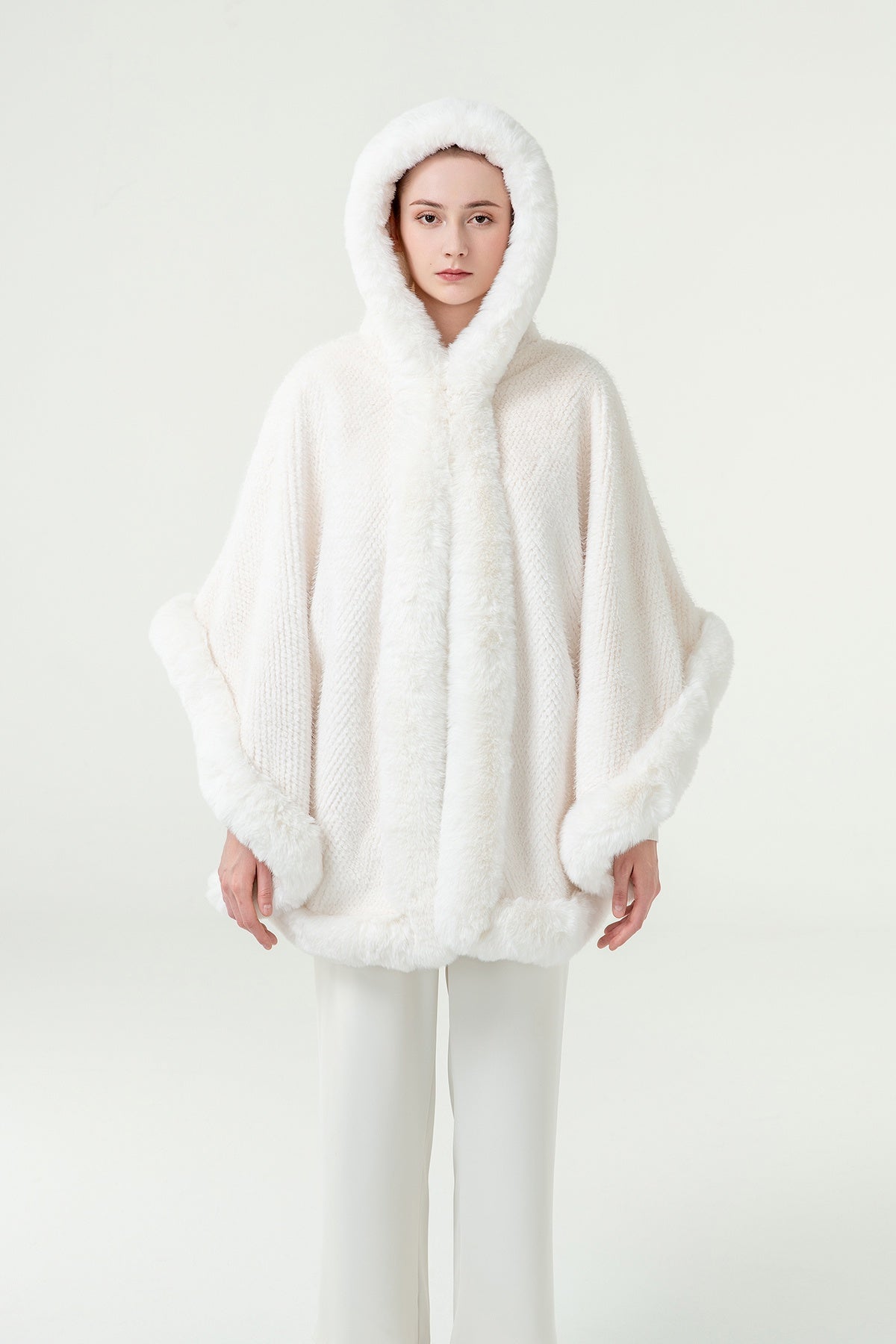 Lucchi Italy Women's Hooded Cape - White