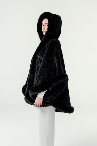 Lucchi Italy Women's Hooded Cape - Black